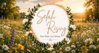 selh rising logo in a field of flowers
